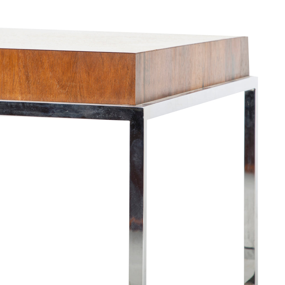 Wood and Chrome Side Table