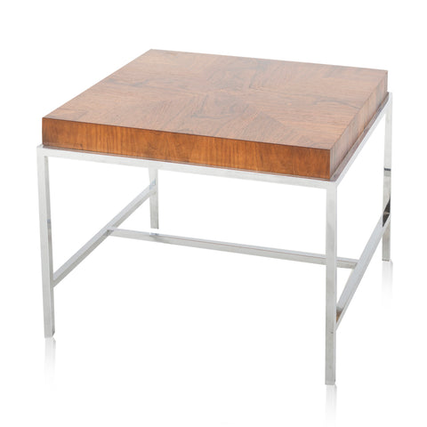 Wood and Chrome Side Table