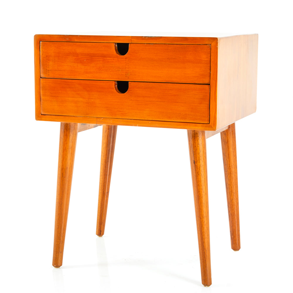 Modern Wood Double Drawer Bedside Table