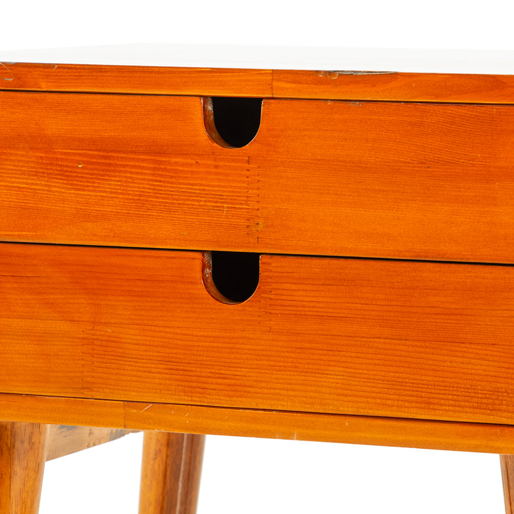 Modern Wood Double Drawer Bedside Table