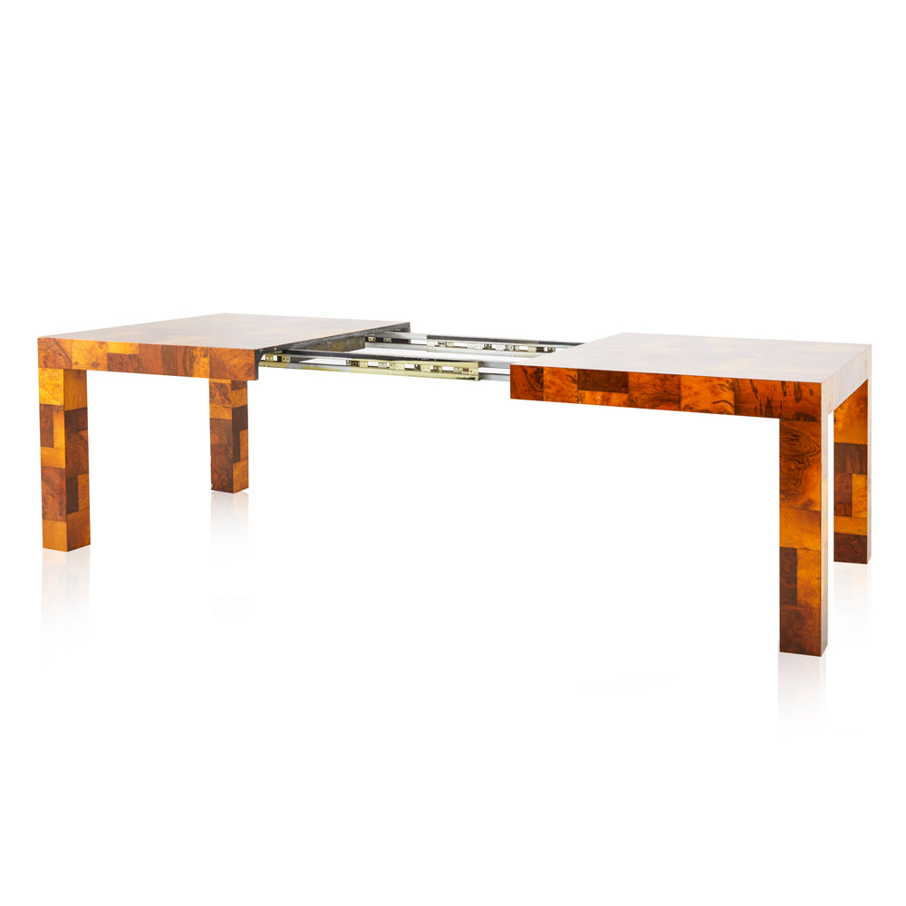 Patchwork Burl Wood Sleek Dining Table