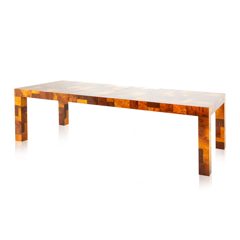 Patchwork Burl Wood Sleek Dining Table