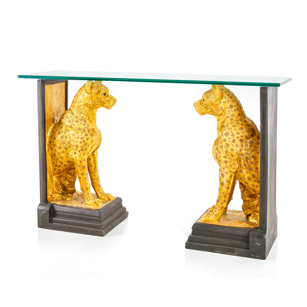 Gold Cheetah Console Table