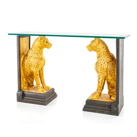 Gold Cheetah Console Table