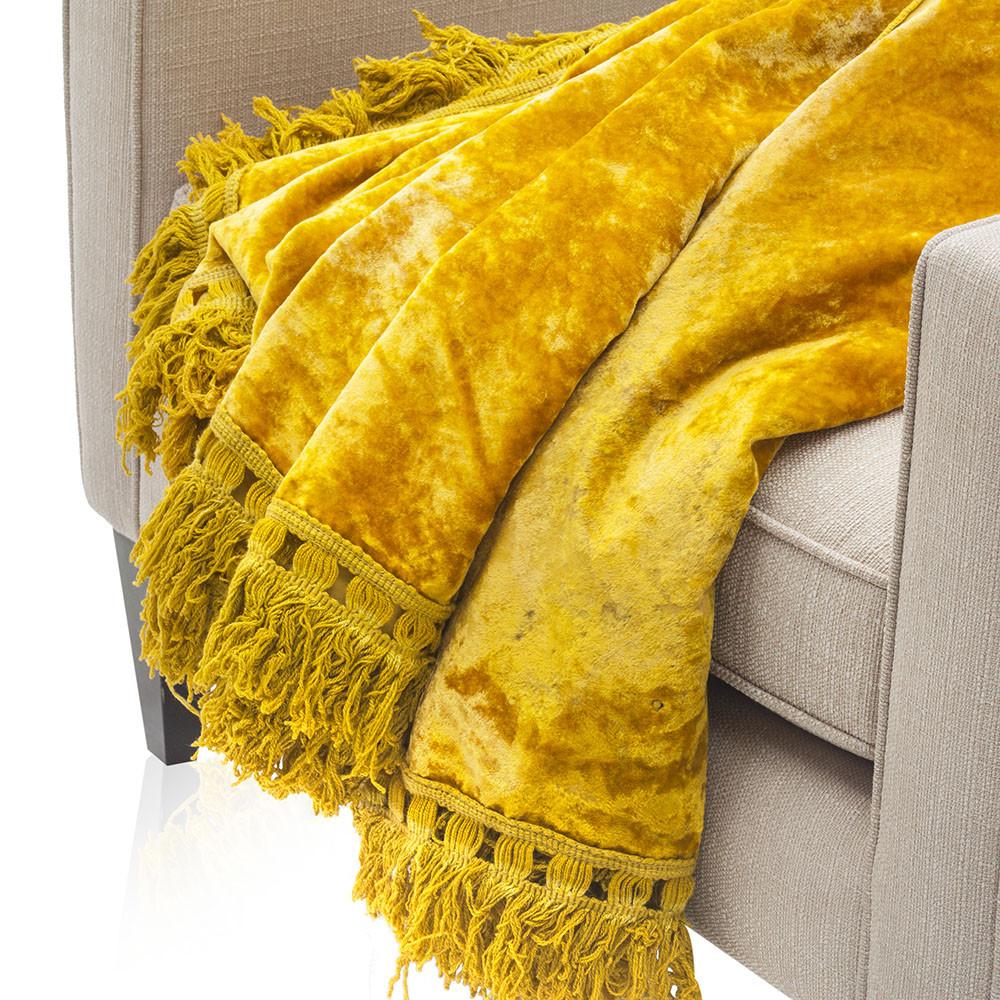 Yellow Velvet Throw