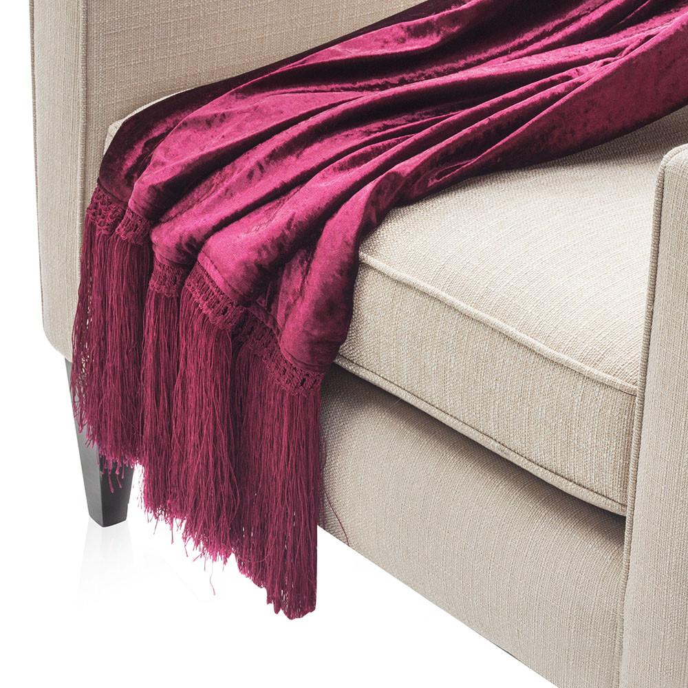 Dark Magenta Velvet Throw