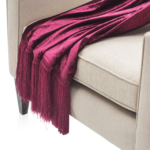 Dark Magenta Velvet Throw