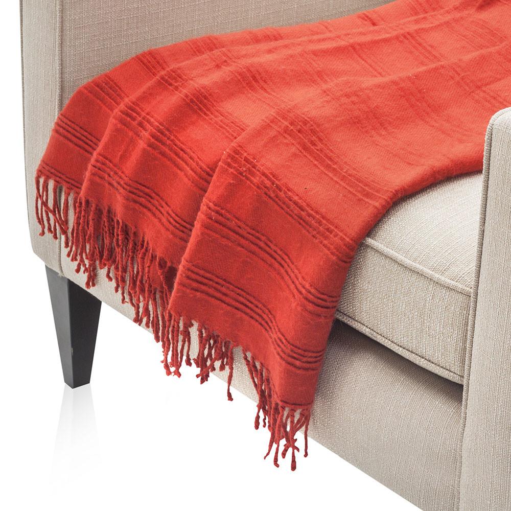 Red Orange Folded Stripe Throw