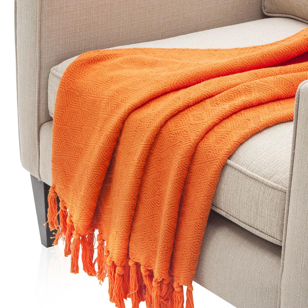 Orange Diamond Pattern Throw