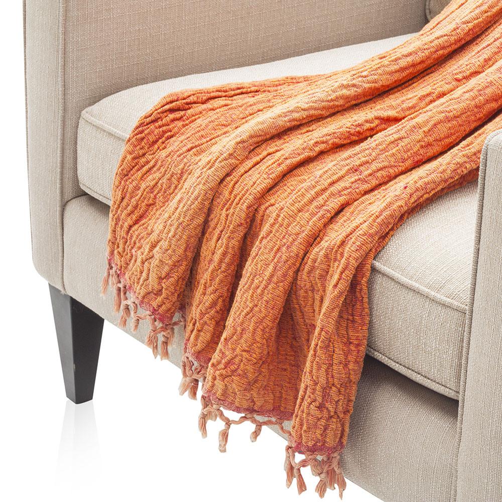 Hand-Dyed Orange Throw