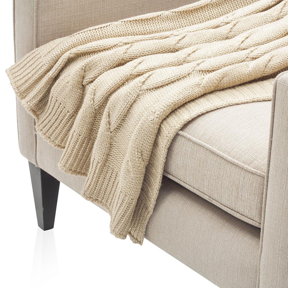 Off-White Cable Knit Throw