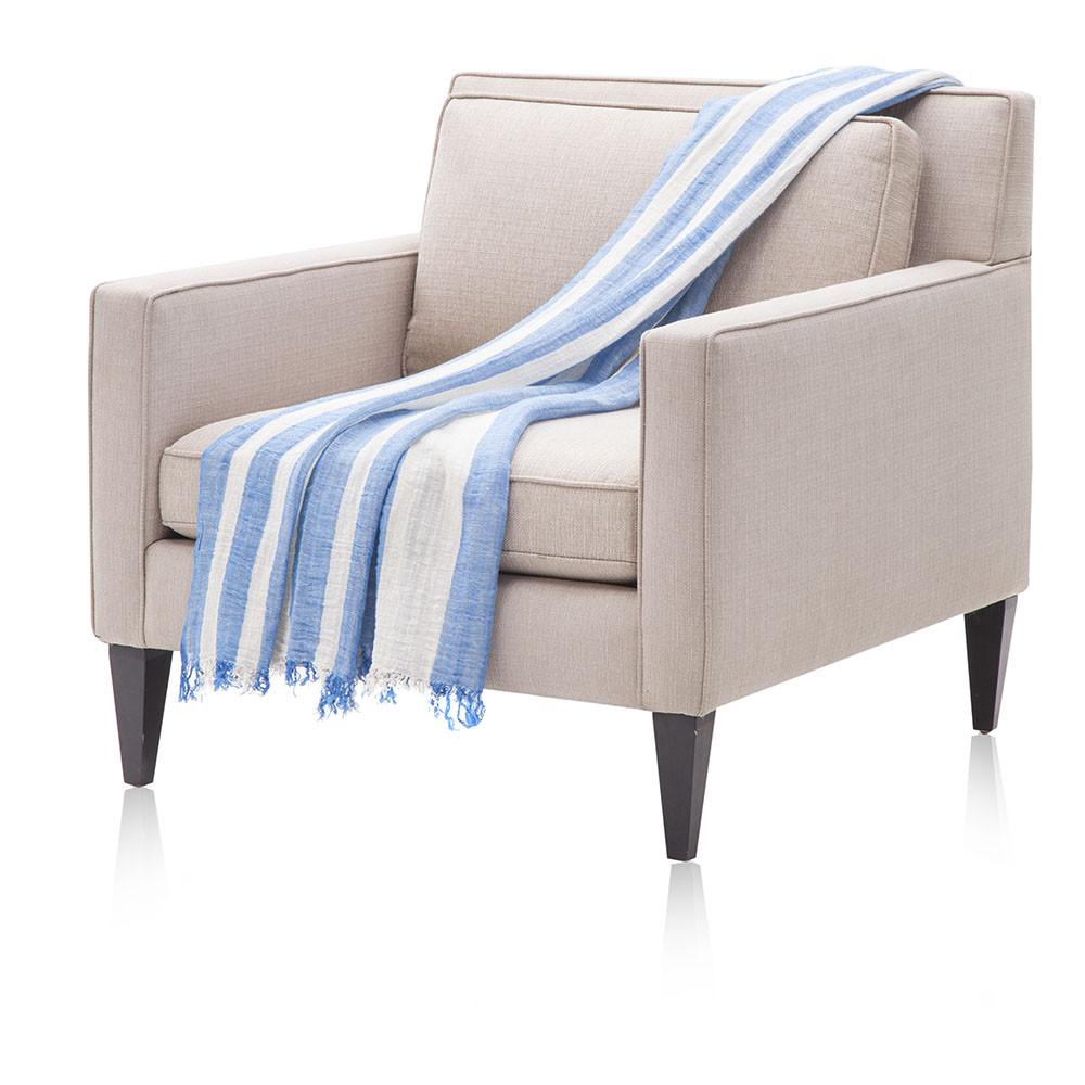 Blue and White Striped Throw
