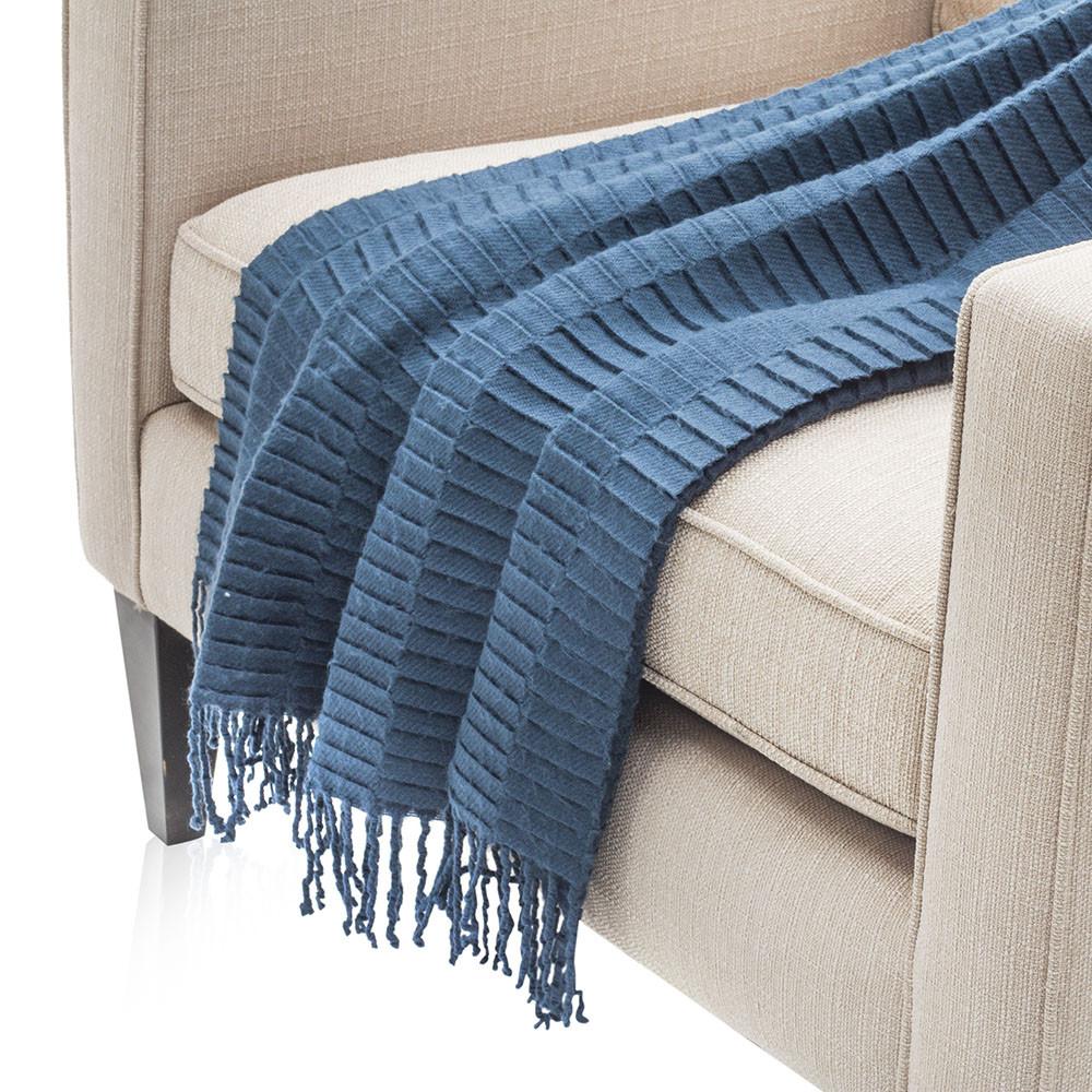 Blue Layered Stripe Throw