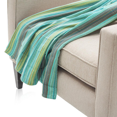 Blue Aqua Striped Throw