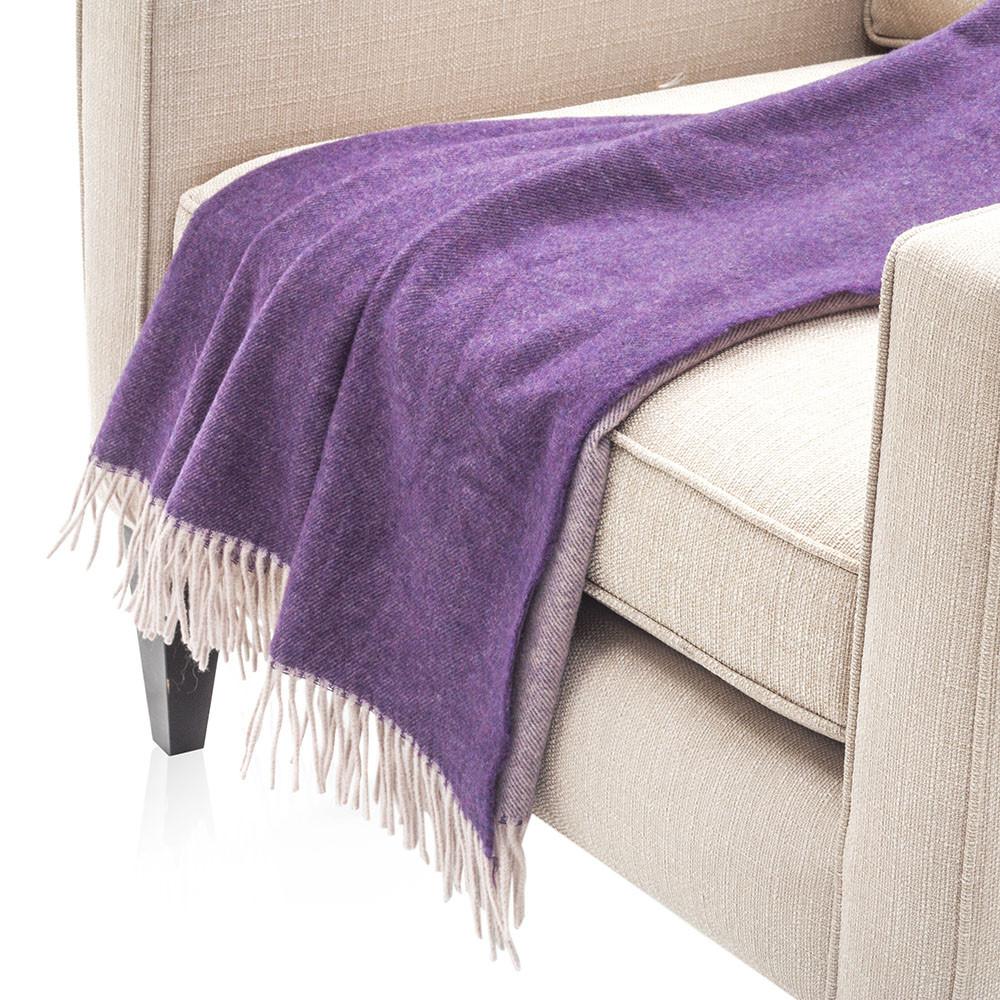 Purple with White Fringe Throw
