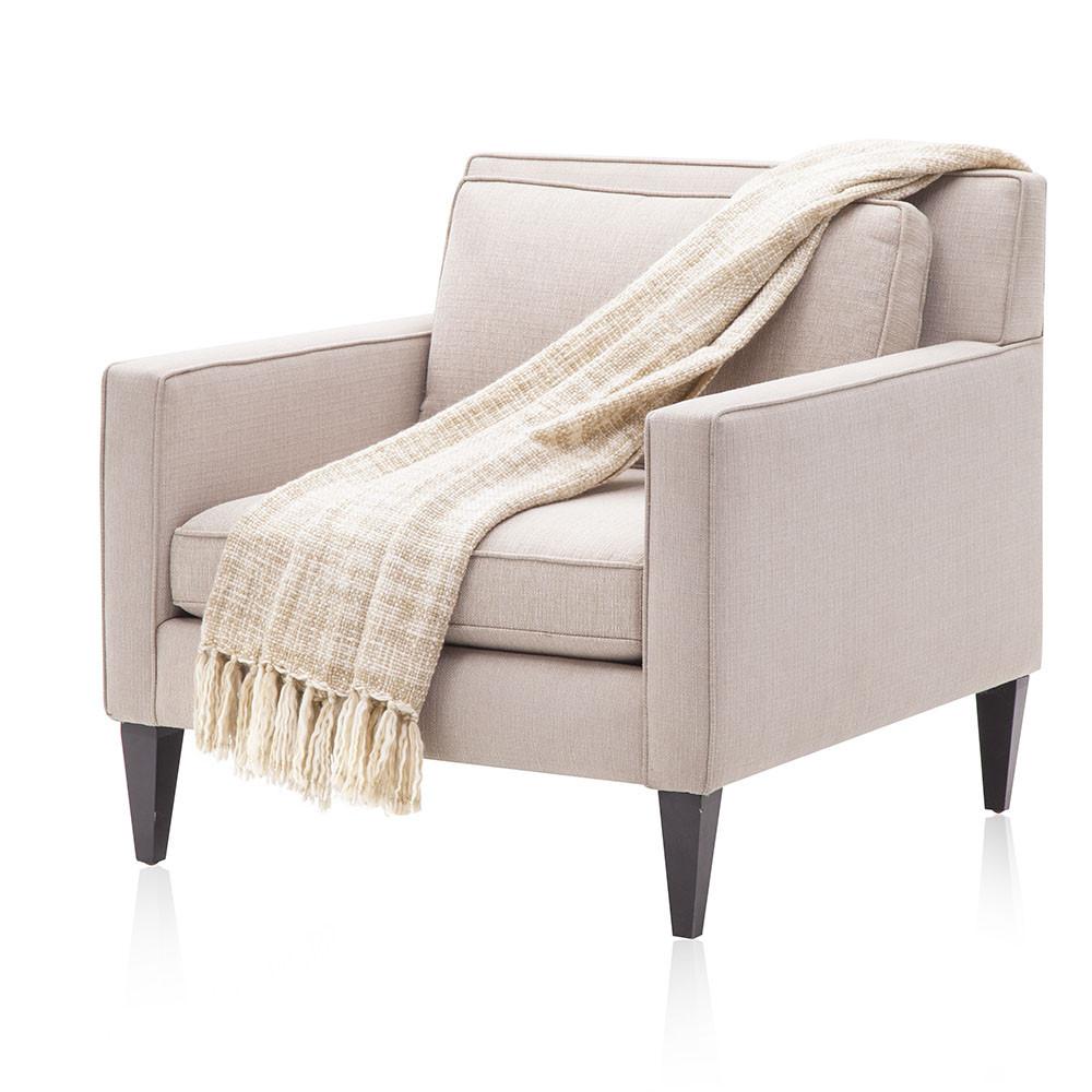 Tan and White Yarn Throw