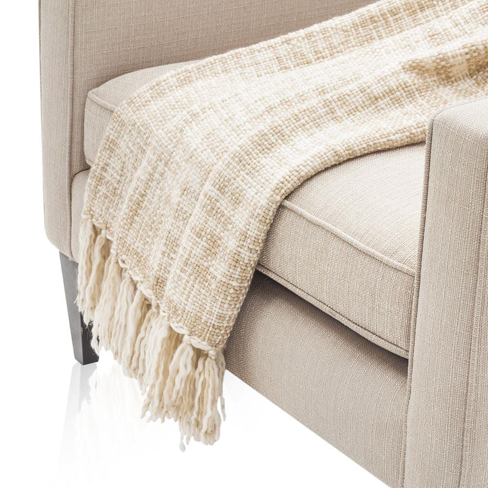 Tan and White Yarn Throw