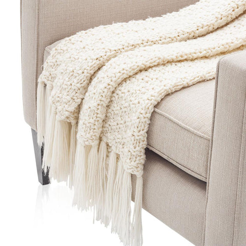 Chunky White Yarn Throw