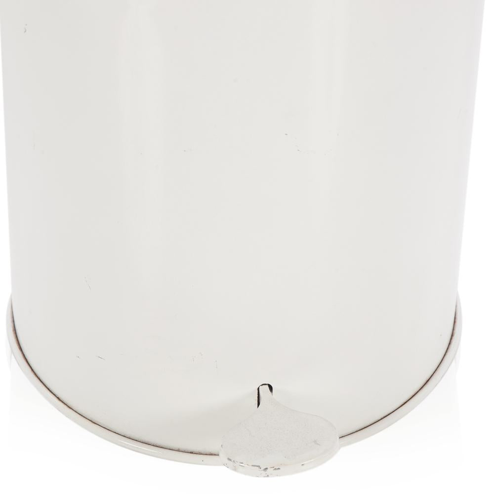 Vintage White and Chrome Metal Trashcan