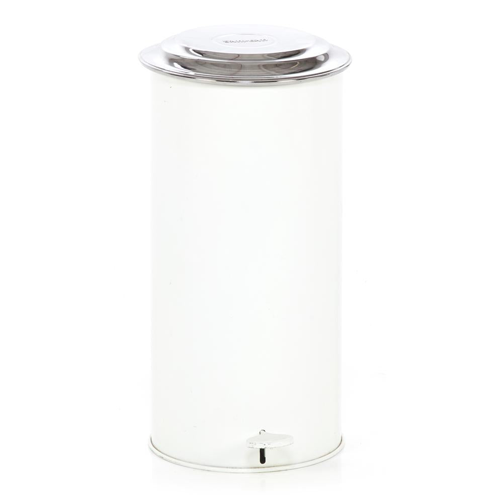 Vintage White and Chrome Metal Trashcan
