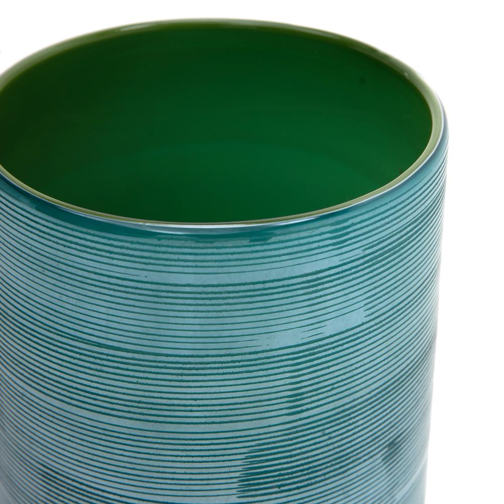 Blue Ribbed Ceramic Vase