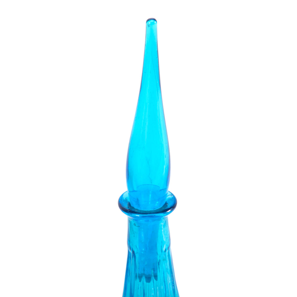 Blue Cut Glass Teardrop Vase with Stopper