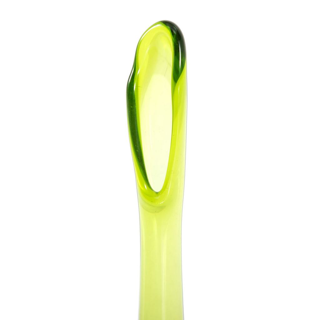 Melted Green Glass Tear Drop Vase
