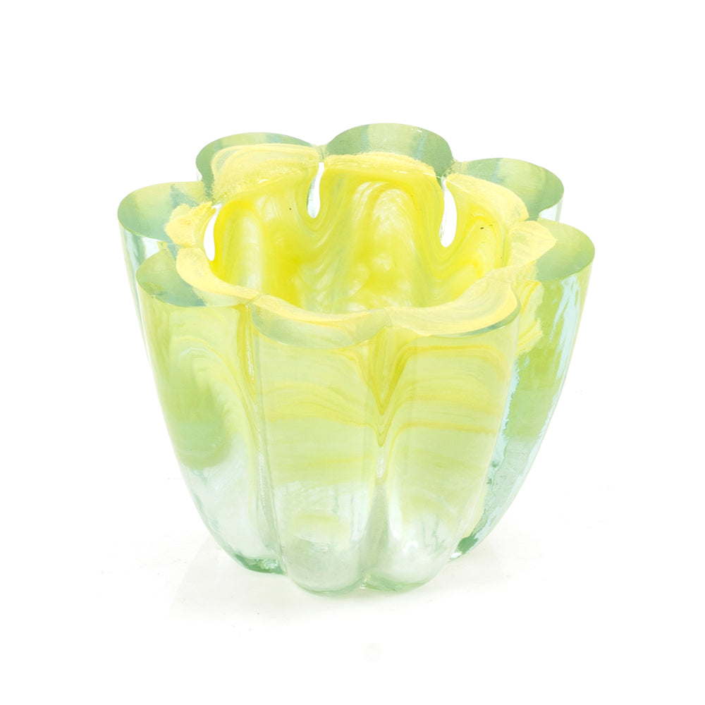 Yellow Scalloped Glass Vase (A+D)