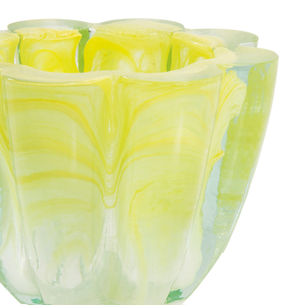 Yellow Scalloped Glass Vase (A+D)