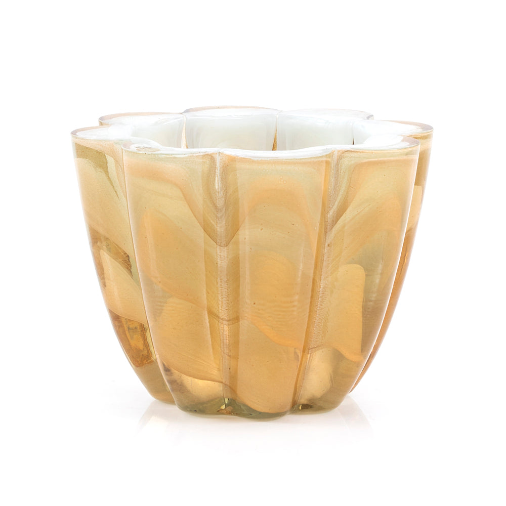 Tan Scalloped Glass Vase (A+D)