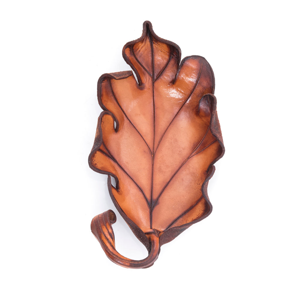 Brown Leather Leaf Bowl (A+D)