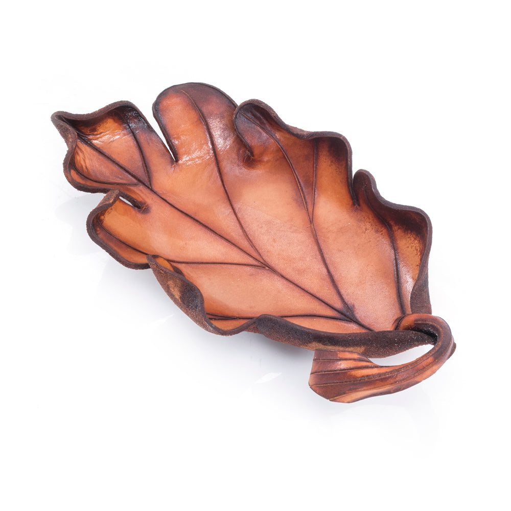 Brown Leather Leaf Bowl (A+D)