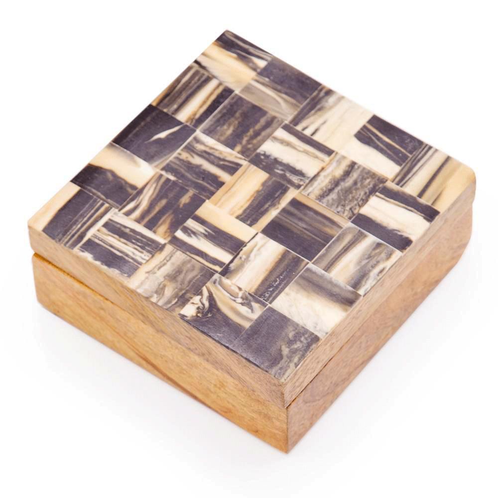 Wood Dark Checkerboard Box (A+D)