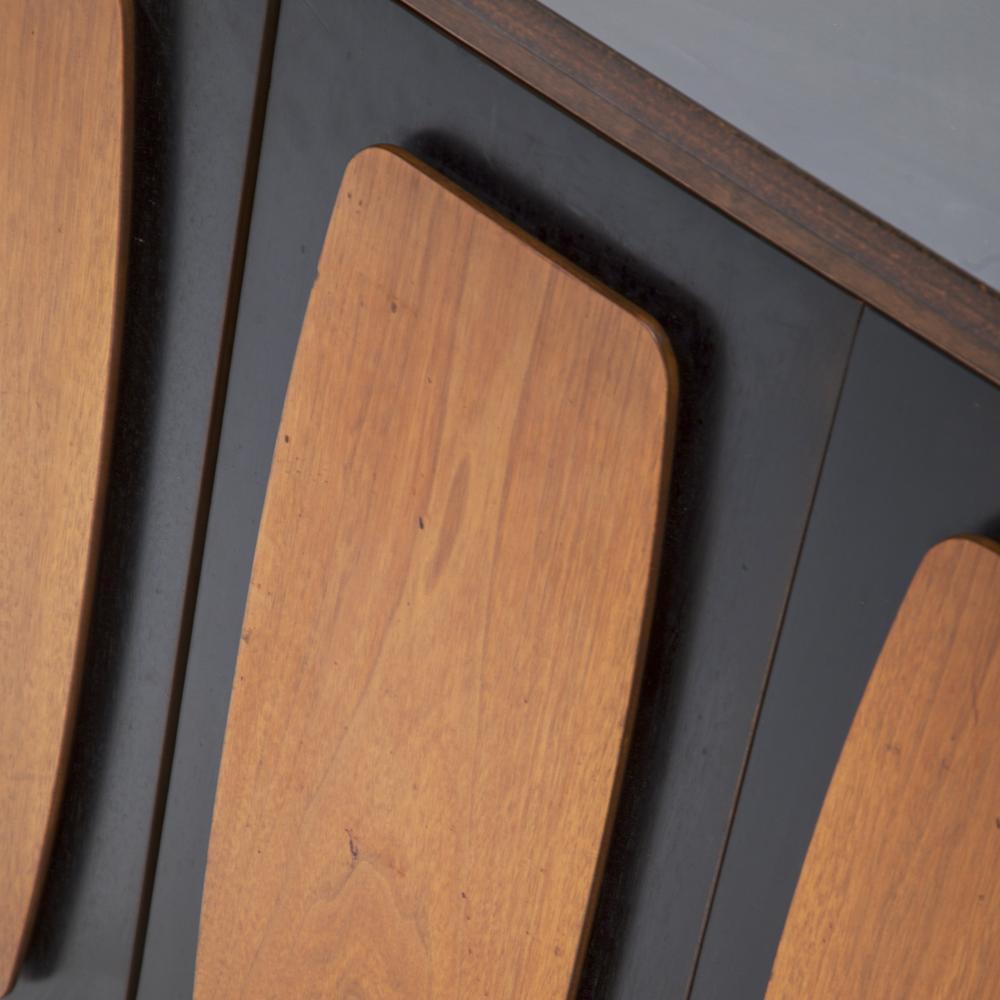 Black and Wood Mid Century Small Cabinet