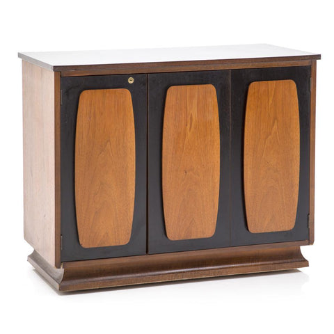 Black and Wood Mid Century Small Cabinet