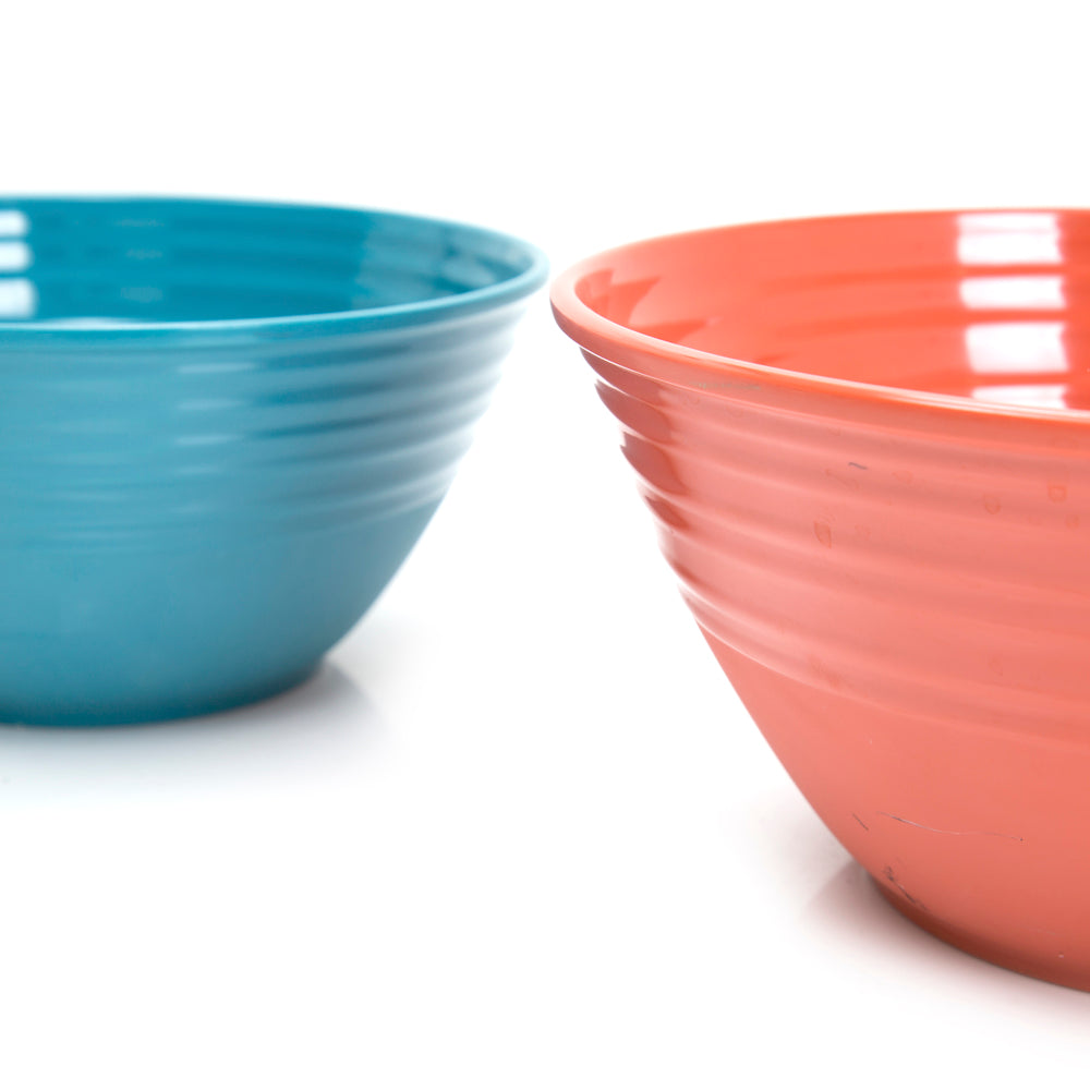 Ribbed Blue and Orange Bowl Set of 2