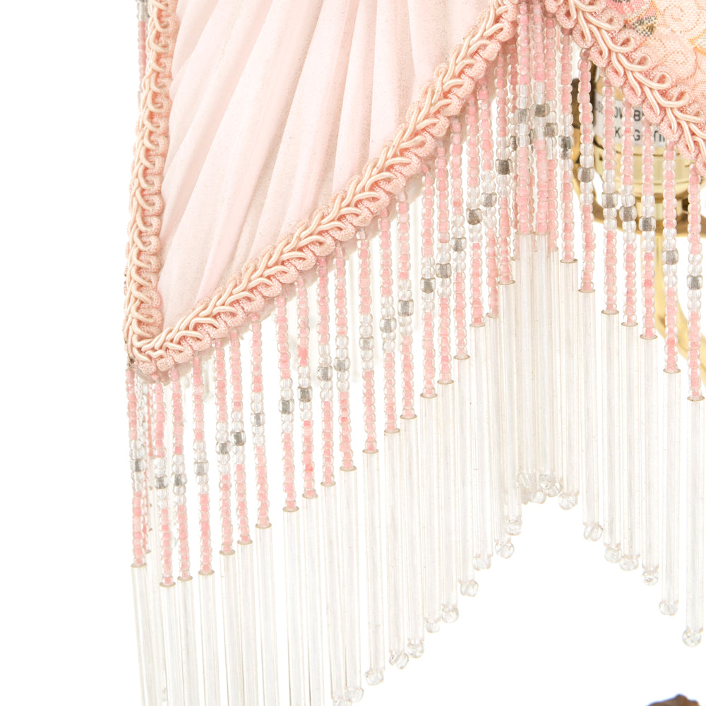 Pink Ballet Dancer Table Lamp w Pink Fabric Fringed Shade