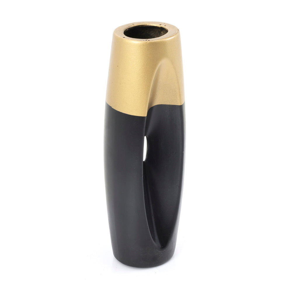 Black and Gold Metal Vase