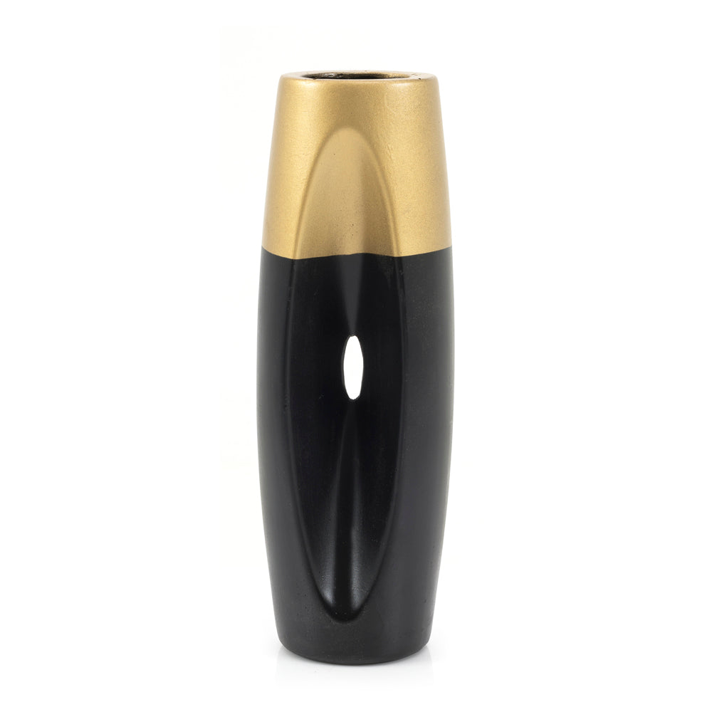 Black and Gold Metal Vase