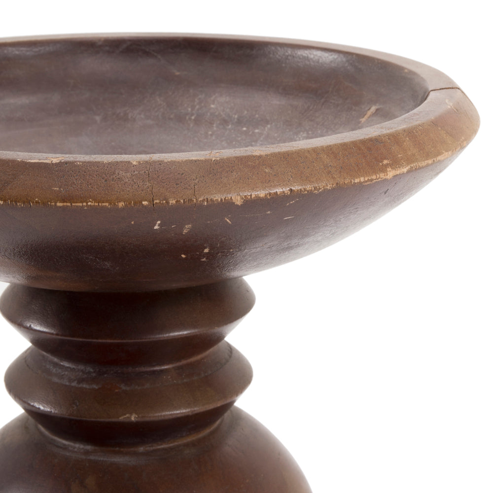 Turned Dark Wood Standing Bowl