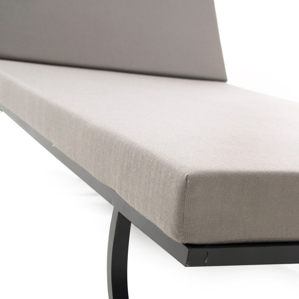 Black Iron Contemporary Outdoor Chaise w Grey Cushion