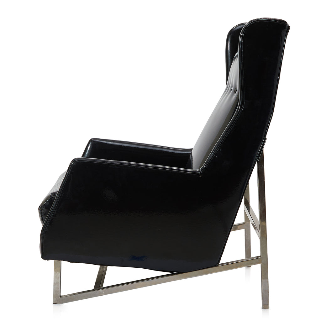 Black Patent Leather Wingback Chair