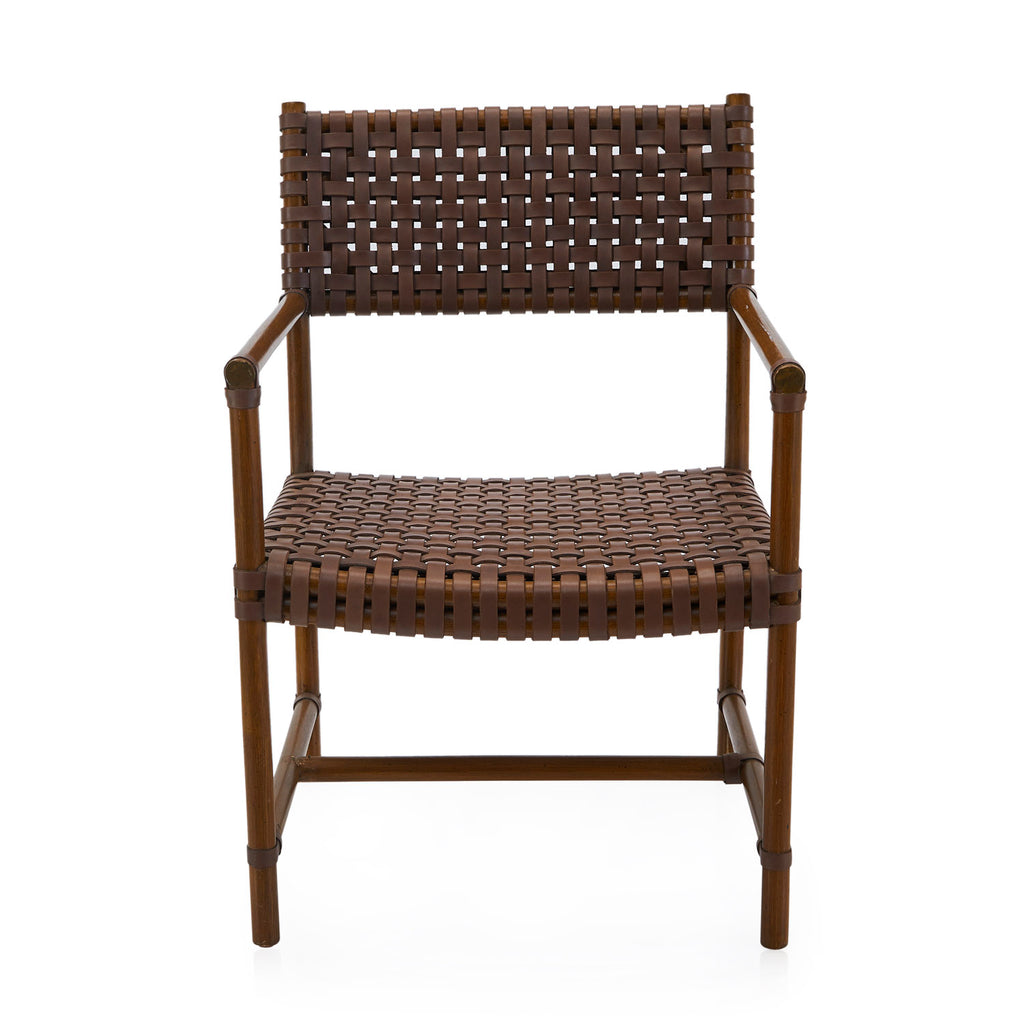 Brown Leather Woven Arm Chair