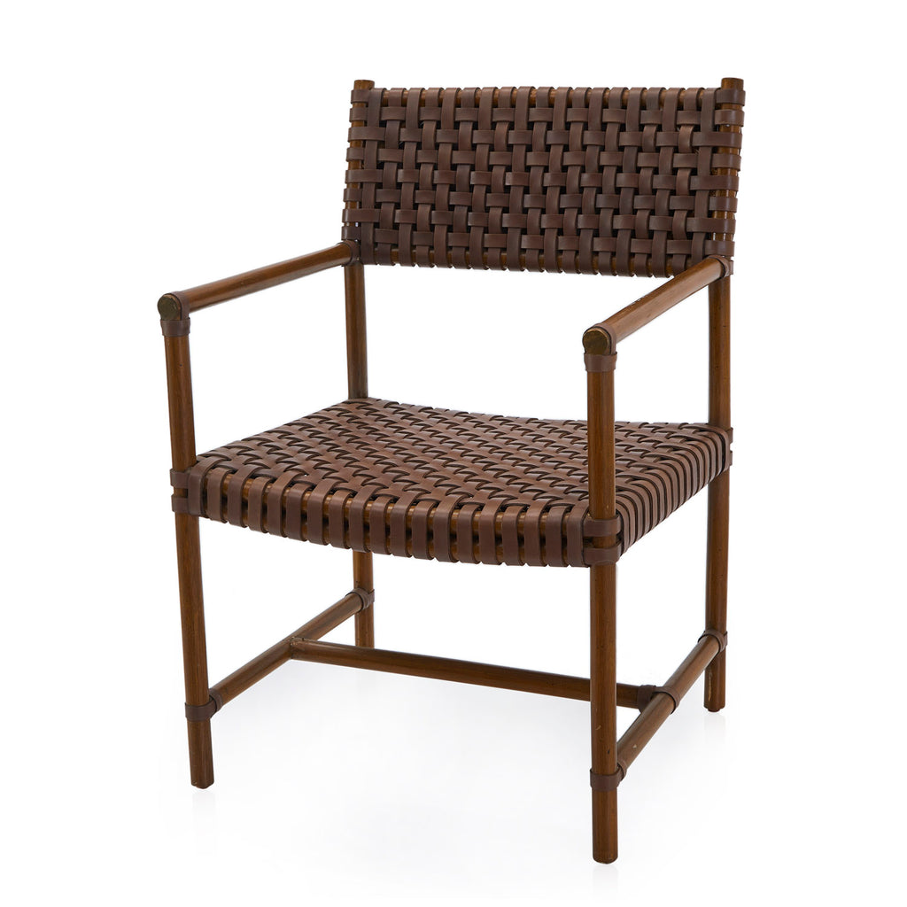 Brown Leather Woven Arm Chair
