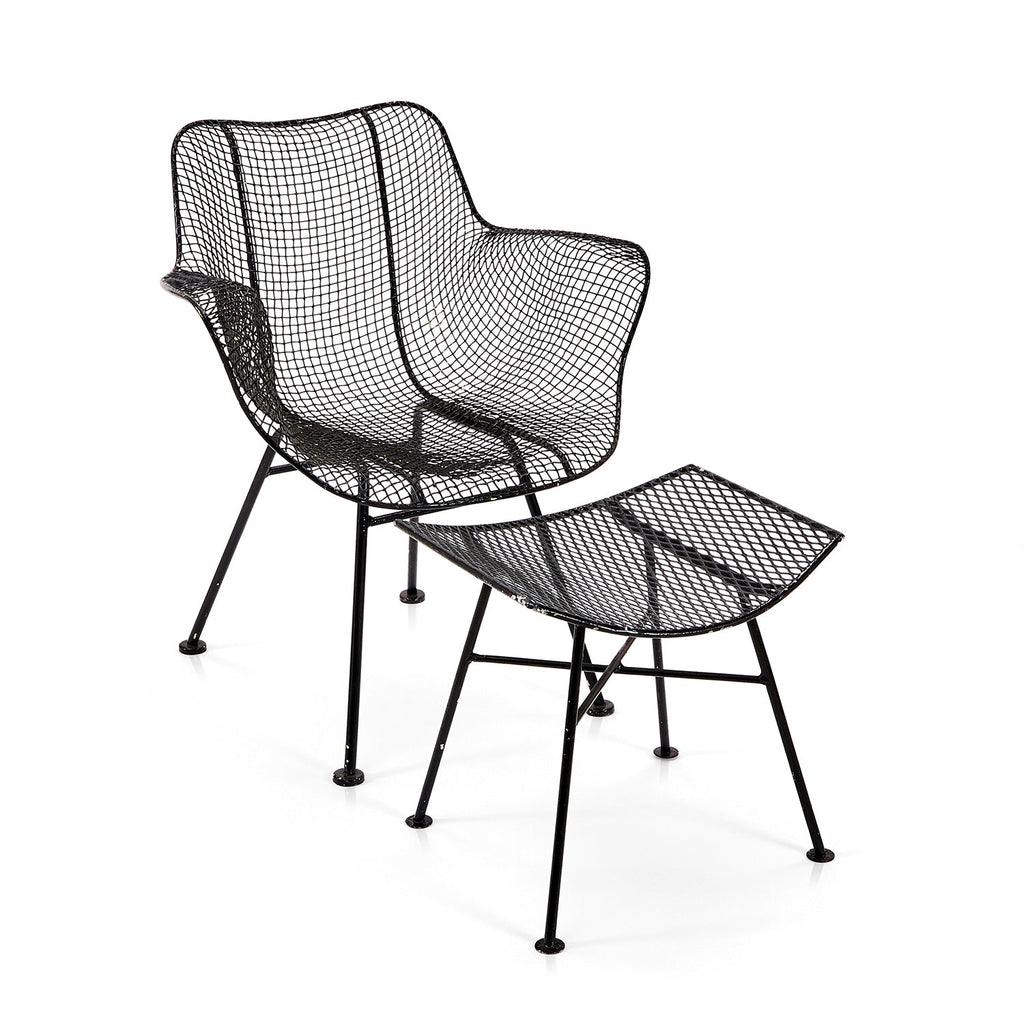 Black Woodard Mesh Outdoor Ottoman