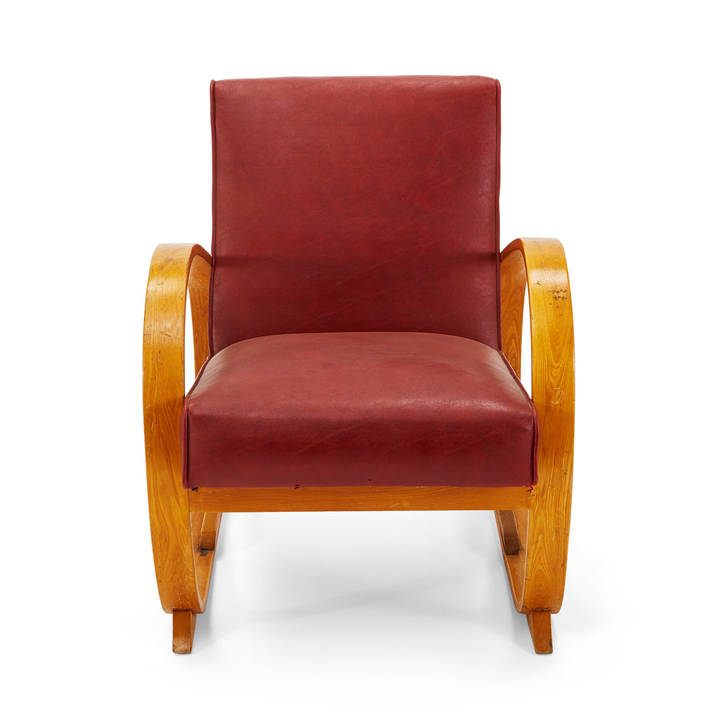 Red Leather & Bentwood Arm Chair