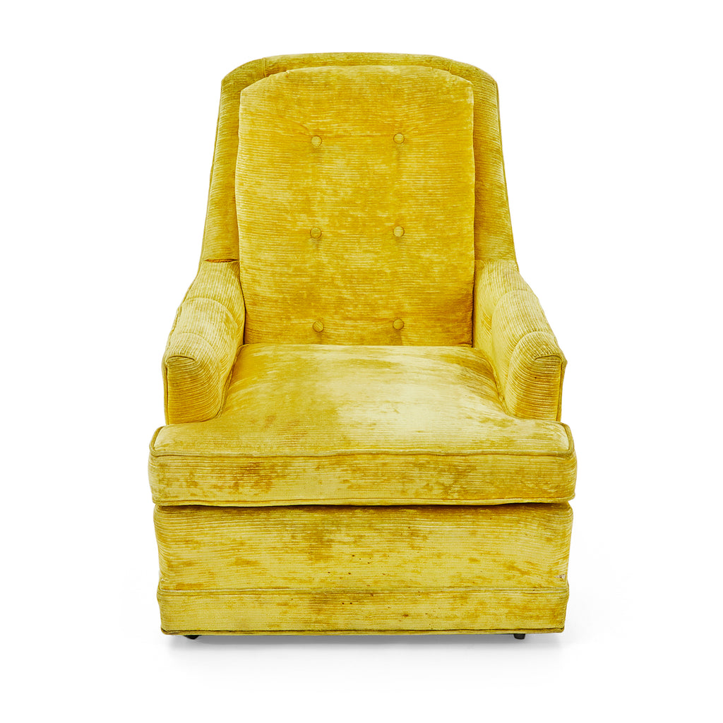 Yellow Crushed Velvet Highback Vintage Armchair