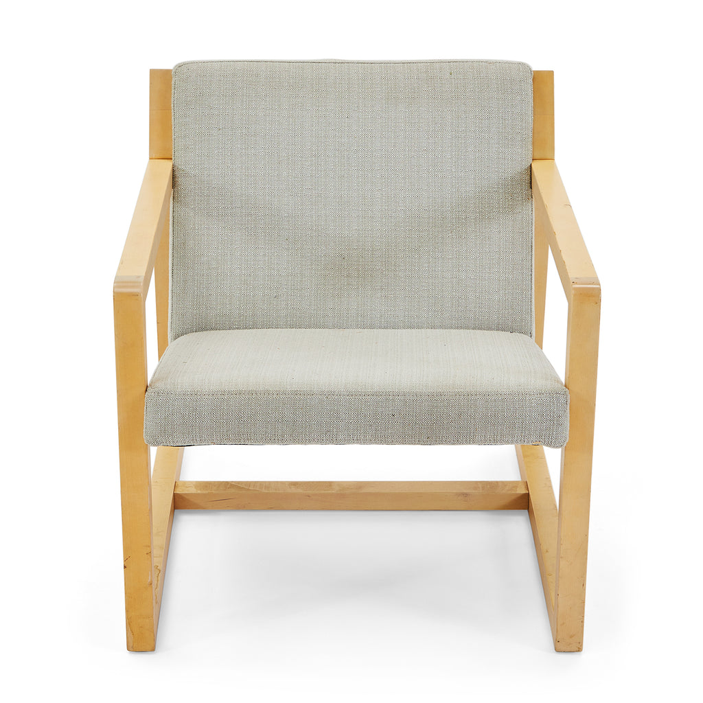 Modern Grey and Light Wood Lounge Chair