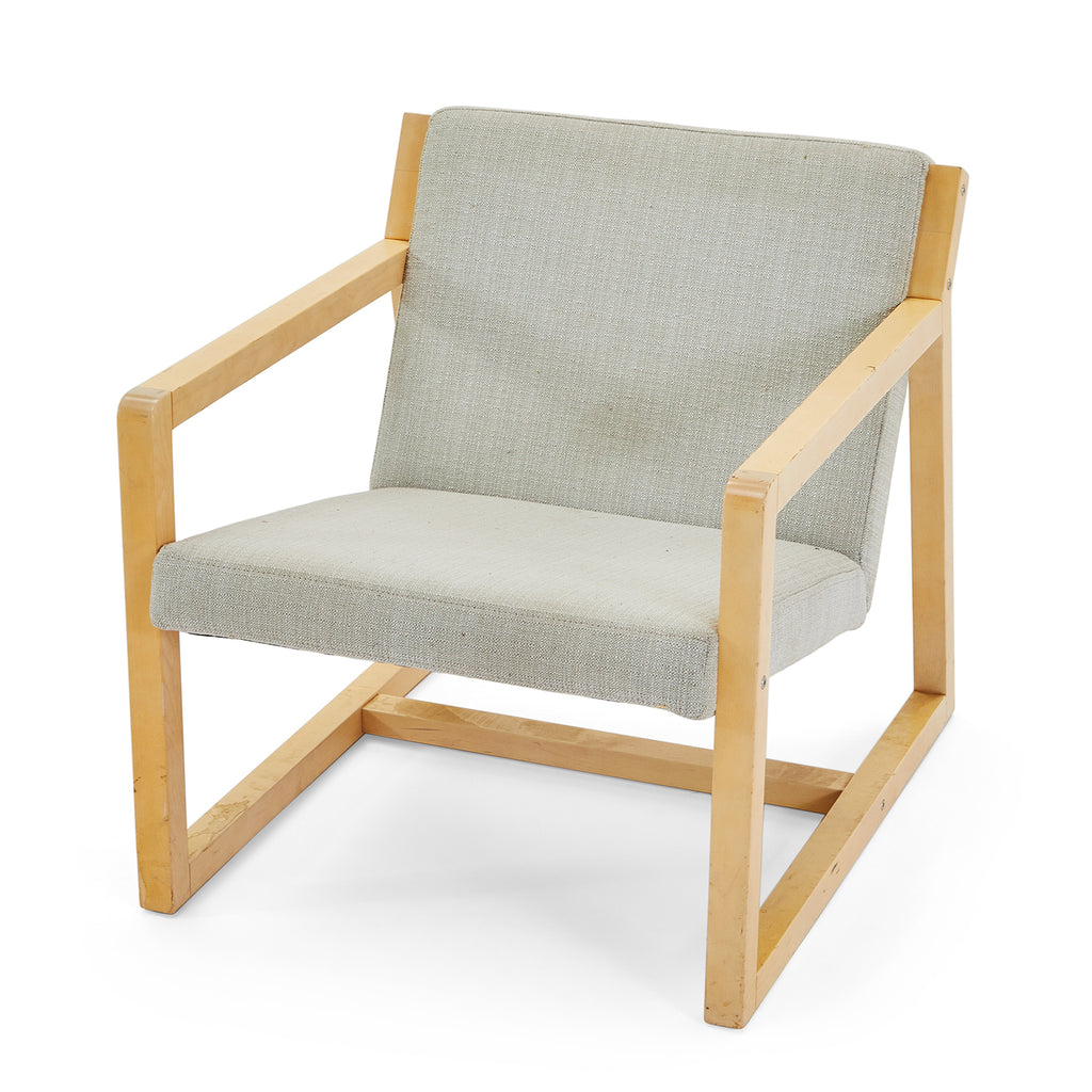 Modern Grey and Light Wood Lounge Chair