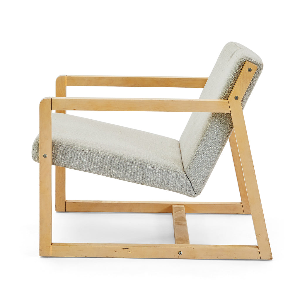 Modern Grey and Light Wood Lounge Chair